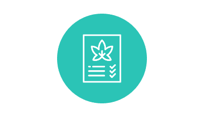 Cannabis compliance checklist icon with a leaf design