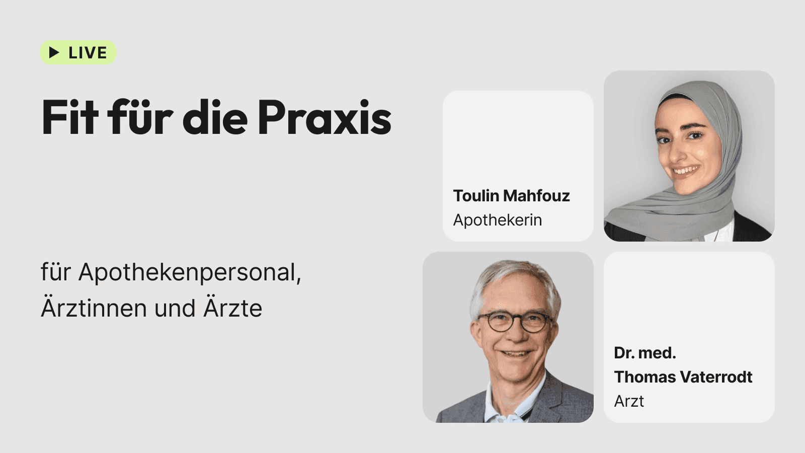 Apothekerin und Arzt präsentieren gemeinsam ihre Online-Seminare.